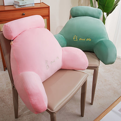Contemporary Style Bedside Soft Pack Backrest Pillow - Adult Size, Machine Washable, Short Fleece, Non-Woven Fabric, Embroidery, No Battery Required, Suitable for All Seasons, Multi-Purpose Use, Zipper Closure, Filled with Polyester Fiber, Cover Material: