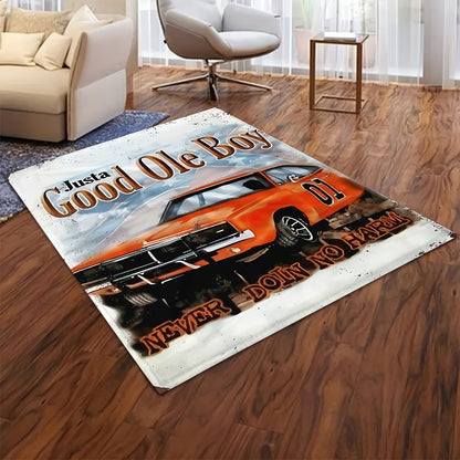 Vintage Cartoon Car Pattern Flannel Fleece Throw Blanket - Soft and Cozy Multipurpose All-Season Contemporary Blanket with Unique Embellishment for Sofa, Bed, Office, Camping, Travel - 100% Polyester Knitted Fabric