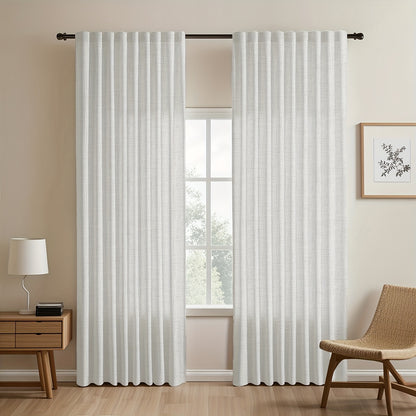 2pcs Contemporary Linen-Look Curtains - European Style, Light Filtering, UV Protection, Polyester Material, Solid Color, Machine Washable, for Living Room/Bedroom/Kitchen/Study, No Lining, Rod Pocket Hanging Type, Suitable for All Seasons