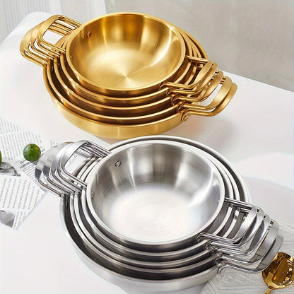 1pc Deluxe Golden Stainless Steel Ramen Pot - Multi-Use Hot Pot for Soup & Seafood - Durable Kitchen Cookware for Home & Restaurant