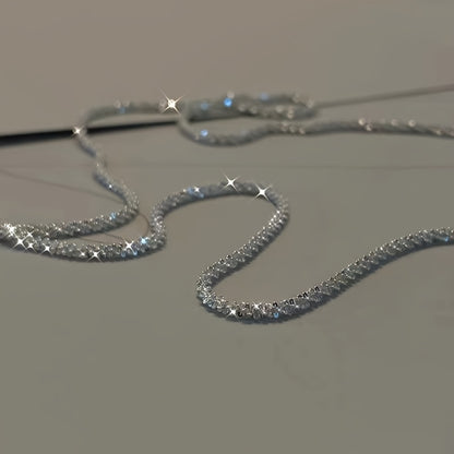 Sparkling Minimalist Silver Plated Chain Silver Color Necklace Simple Necklace Jewelry Gift
