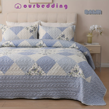 DAWN Bedding Set: Elegant Quilted Coverlet with Twin, Queen, and King Sizes, Soft and Breathable, Suitable for All Seasons - Includes 1 Twin Quilt, 2 Standard Shams, and 2 King Shams