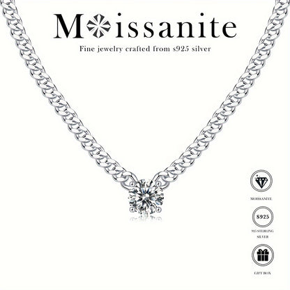 1.0ct/2.0ct/3.0ct/S925 Silver Moissanite Necklace/Blaze/Male/Female/Atmosphere Fashion/Party/Anniversary/Gift for Man/Woman/Girlfriend w/Certificate/18K Platinum Plated/Holiday Gift GRA Certificate