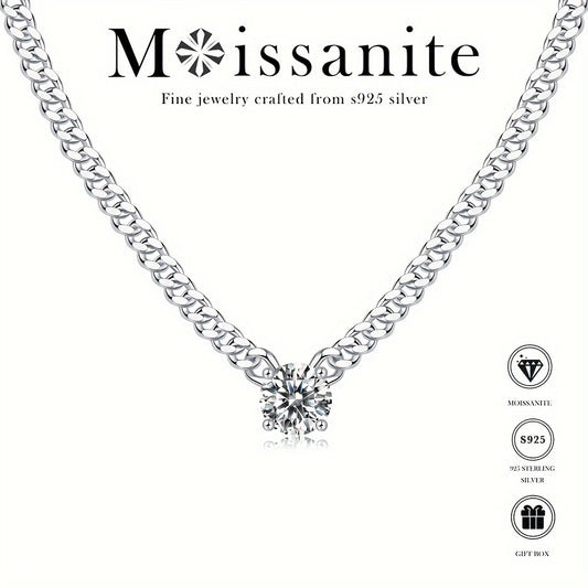 1.0ct/2.0ct/3.0ct/S925 Silver Moissanite Necklace/Blaze/Male/Female/Atmosphere Fashion/Party/Anniversary/Gift for Man/Woman/Girlfriend w/Certificate/18K Platinum Plated/Holiday Gift GRA Certificate