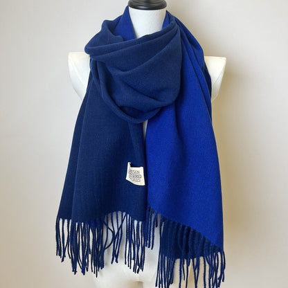 Double-Sided Two-Color Scarf - Soft, Warm, and Windproof Knitted Shawl for Unisex - Autumn Winter Coldproof Neck Guard with Tassel