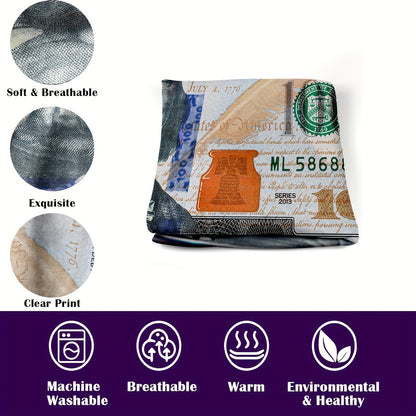 1pc, $100 HD Print Blanket Funny $100 Print Multi-Purpose HD Print Outdoor Beach Camping Living Room Sofa Pet Office Cover Blanket Flannel Blanket Cover Blanket Living Room Decorative Flannel