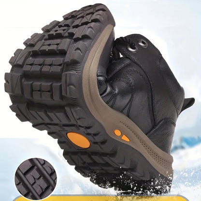 Men's Casual Snow Boots, Anti-skid Windproof Lace-up Ankle Boots With Fuzzy Lining For Outdoor Walking Running Hiking, Autumn And Winter