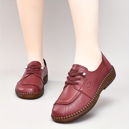 Women's Solid Color Flat Sneakers, Casual Lace Up Outdoor Shoes, Comfortable Low Top Shoes