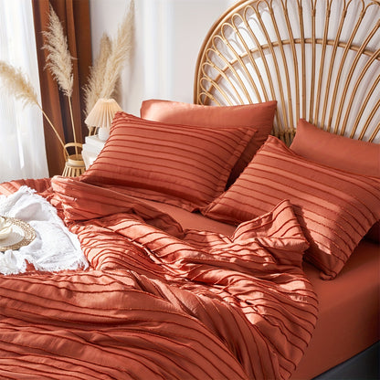 7pcs Luxurious Vintage-Inspired Solid Color Quilt Bedding Set - Soft, Breathable, and Comfortable Tufted Design with Striped Pattern - Ideal for Room Decor and Cozy Sleeping Experience