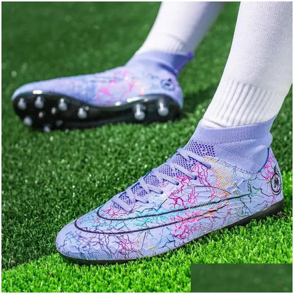 Soccer Shoes Fg/Tf Society Mens Football Boots Grass Anti-Slip Outdoor Training Cleats Futsal Sneakers Children Sports Footwear 240607 Dhzqf