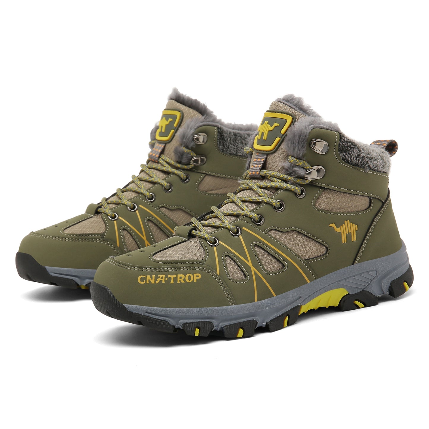 Mens Insulated Snow Boots - Superior Grip Anti-Skid Sole, Wind-Resistant and Waterproof, High-Cut Ankle Support, Plush Fuzzy Lining - Ideal for Outdoor Adventures, Running, Hiking, Autumn and Winter Season Essentials