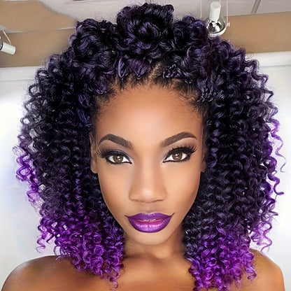 Radiant Purple Kinky Curly Bob Wig - Heat Resistant Synthetic Hair - Half Wigs for Fashionable Women - Effortless Style, High-Temperature Safe