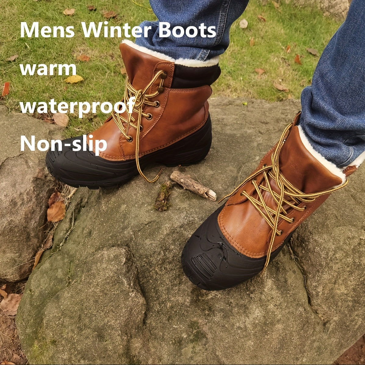 Mens Insulated High Top Snow Boots - Timeless Fashion, Warmth, and Traction for Winter Outdoor Adventures, Hiking, and Trekking - Ultra-Soft, Breathable, and Slip-Resistant Winter Essential