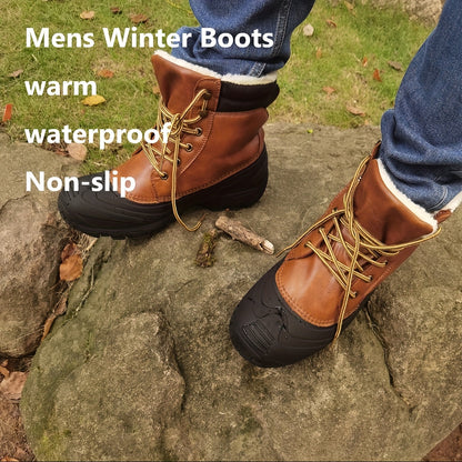 Mens Insulated High Top Snow Boots - Timeless Fashion, Warmth, and Traction for Winter Outdoor Adventures, Hiking, and Trekking - Ultra-Soft, Breathable, and Slip-Resistant Winter Essential