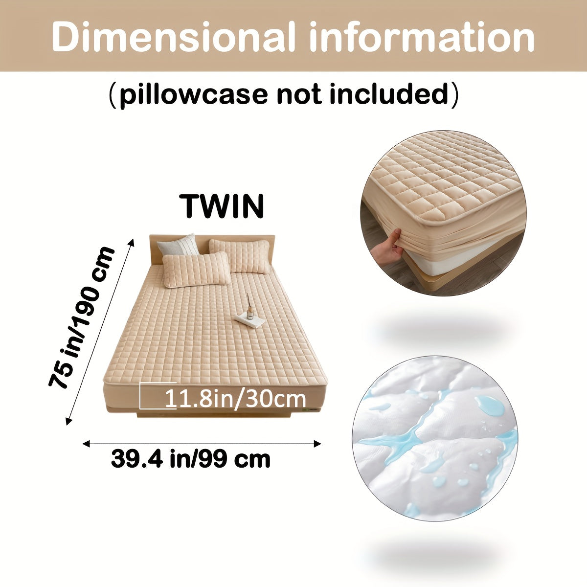 1pc Deluxe Hypoallergenic Mattress Protector - Deep Pocket, Quilted, Waterproof and Soft, for Comfortable Sleep in Bedroom or Guest Room