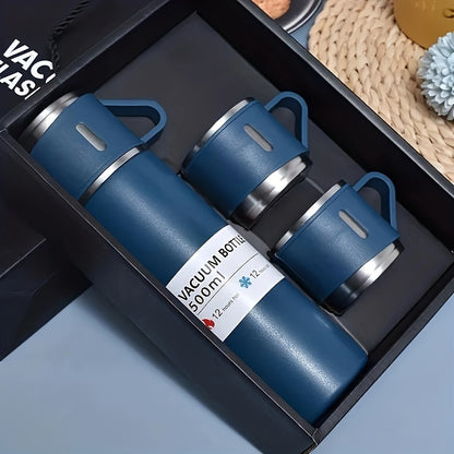 1pc/1 Set, Vacuum Flask, Stainless Steel Insulated Water Bottle With Extra 2 Lids, Travel Thermal Cups, For Hot And Cold Beverages, Summer Winter Drinkware, Gifts