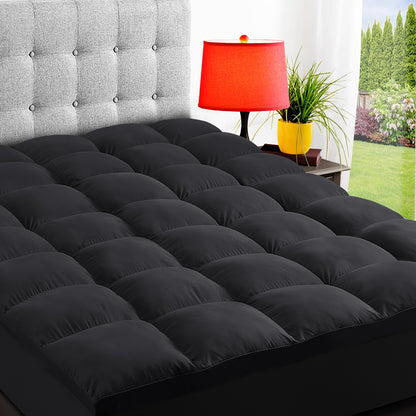 2inch Mattress Topper For Back Pain, Extra Thick Mattress Pad Cover, Plush Soft Pillowtop With Elastic Deep Pocket, Overfilled Down Alternative Filling