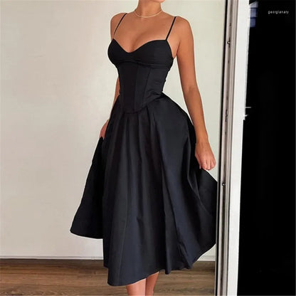 Casual Dresses Women Corsets Dress Summers V Neck Sleeveless Backless A Line Sexy Flowys Sundress Maxi Gifts 066C
