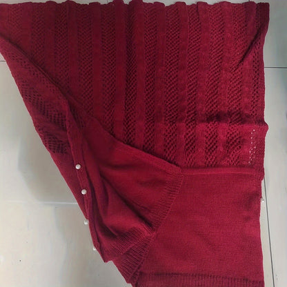 Luxurious Knitted Shawl Wrap - Soft, Twisted Flower Design with Faux Pearls, Versatile Autumn and Winter Accessory for Office, Casual Daily Wear, and Outdoor Activities - Perfect Gift for Women and Ladies