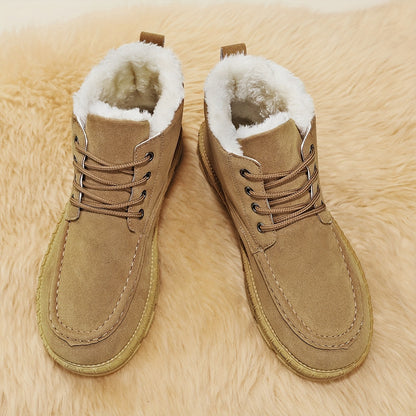 Men's Fashion Snow Boots, Anti-skid Windproof High-top Lace-up Boots With Fuzzy Lining For Outdoor Walking Running Hiking, Autumn And Winter