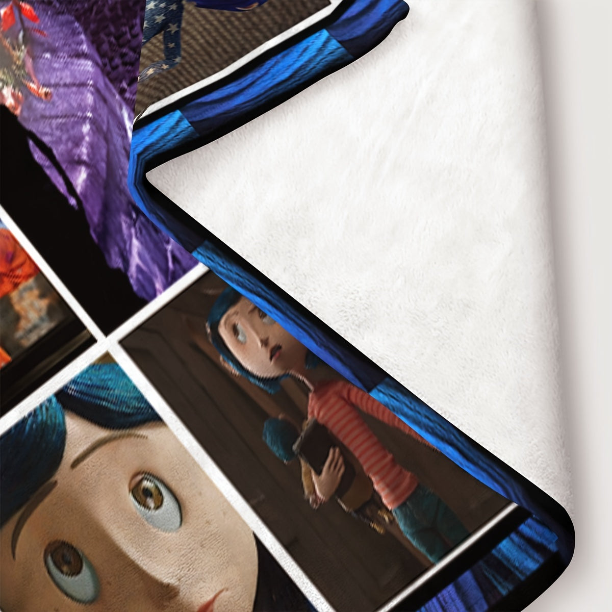 1pc UME Coraline Anime Cartoon Print Flannel Blanket, Soft Comfortable Contemporary Style Polyester Bedding for Sofa, Bed, Outdoor Travel - Machine Washable, Stain Resistant, All-Season Multipurpose Knitted Throw Blanket