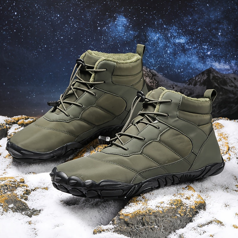 Men's Trendy High Top Snow Boots, Comfy Non Slip Solid Shoes For Men's Outdoor Activities