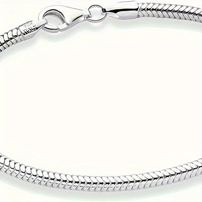 Luxurious 925 Sterling Silver Italian Snake Chain Charm Bracelet - Hypoallergenic, Nickel-Free, Durable, and Adjustable - Perfect for Women, Men, Teen Girls, with Exquisite Gift Box and Ready for Gifting