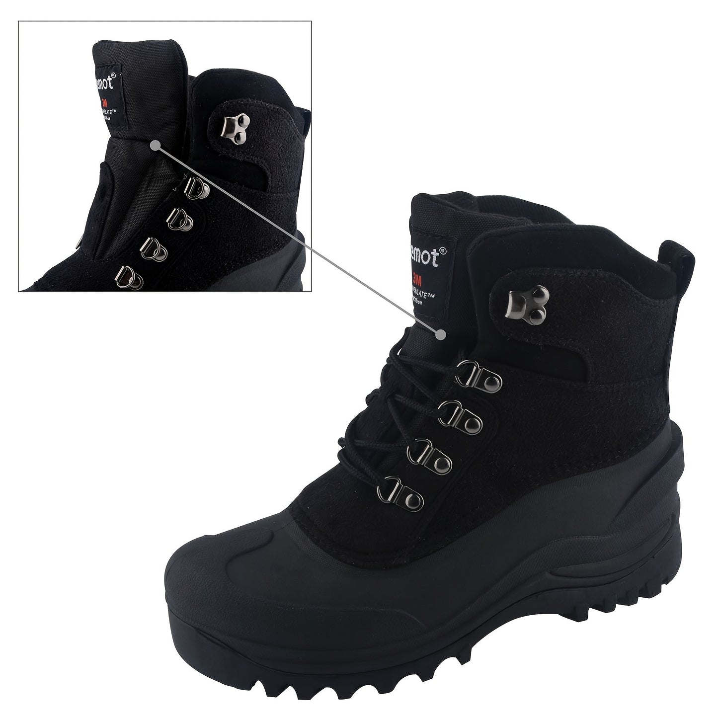 Men's Cozy Winter Snow Boots with Fluffy Warm Lining, Non-Slip Rubber Sole, Durable Fabric & Lace-Up Short Boot Design