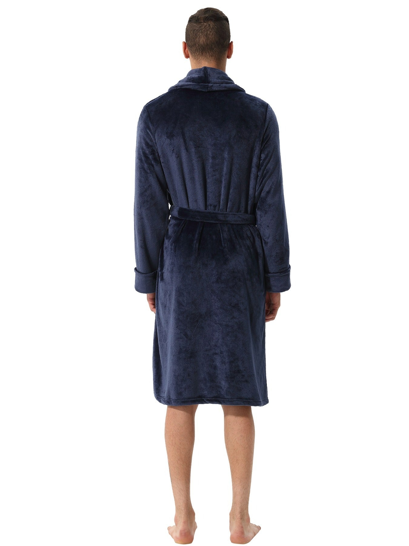 SANQIANG Men's Navy Blue Shawl Collar Bathrobes