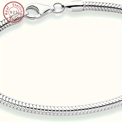 Luxurious 925 Sterling Silver Italian Snake Chain Charm Bracelet - Hypoallergenic, Nickel-Free, Durable, and Adjustable - Perfect for Women, Men, Teen Girls, with Exquisite Gift Box and Ready for Gifting