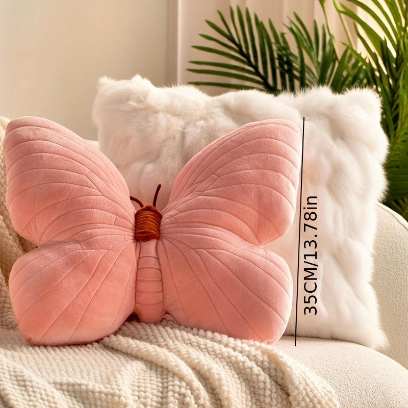 Pink Butterfly Plush Throw Pillow - Ultra-Soft, Hypoallergenic Polyester Cushion for Cozy Rest, Decorative Accent, and Vibrant Room Addition - Perfect for Living Room, Bedroom, or Office