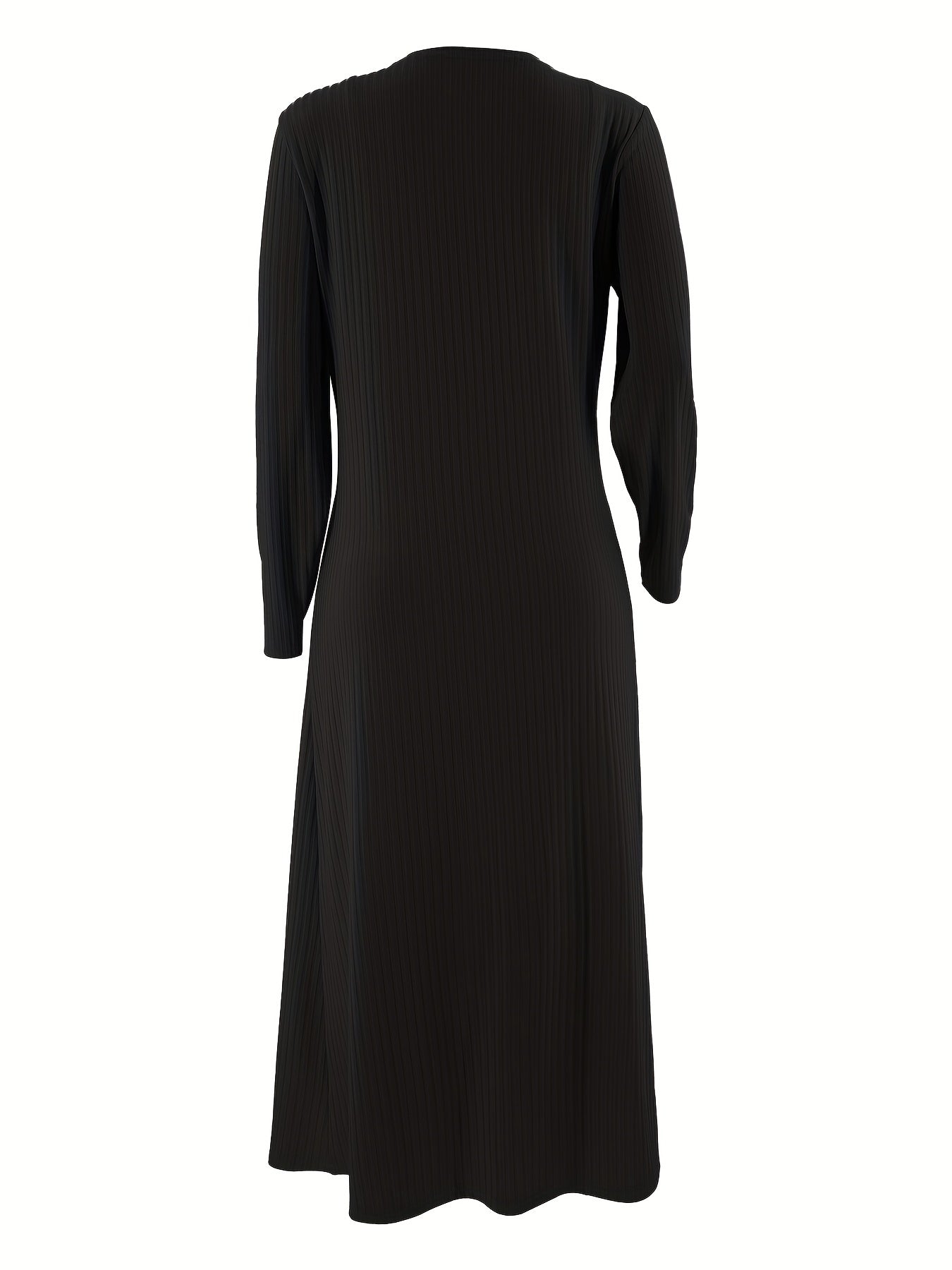 Two-Piece Solid Ribbed Long Sleeve Cardigan and Bodycon Cami Dress Set - Soft Mid-Elasticity Polyester Knit Fabric, Spaghetti Strap, All-Season Casual Wear - Comfortable and Versatile Outfit for Women