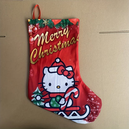 Hello Kitty Christmas Stockings - Festive Decorative Socks for Holiday Gifts & Home Decor, Polyester, No Power Needed, Christmas Decor