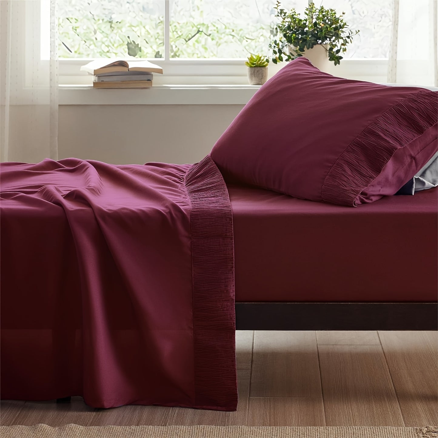 4pcs Luxurious Microfiber Sheet Set - 14" Deep Pocket, Exquisite Pinch Pleat, Shrink-Resistant, Fade-Resistant, Soft & Comfortable Bedding Set With Pillowcase, Flat Sheet, Fitted Sheet - Modern Design For All Season, Dorm Bedding For College Set