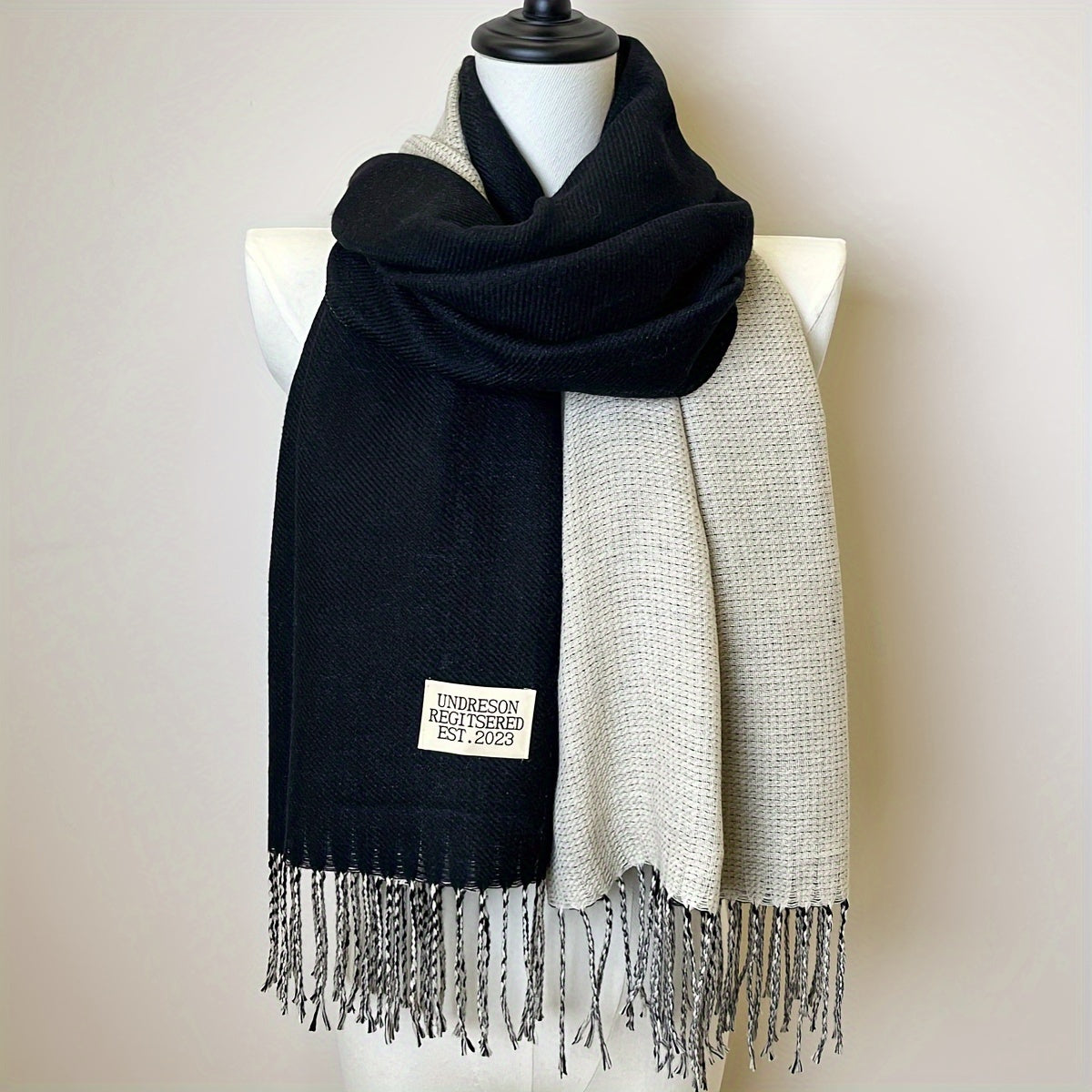 Double-Sided Two-Color Scarf - Soft, Warm, and Windproof Knitted Shawl for Unisex - Autumn Winter Coldproof Neck Guard with Tassel