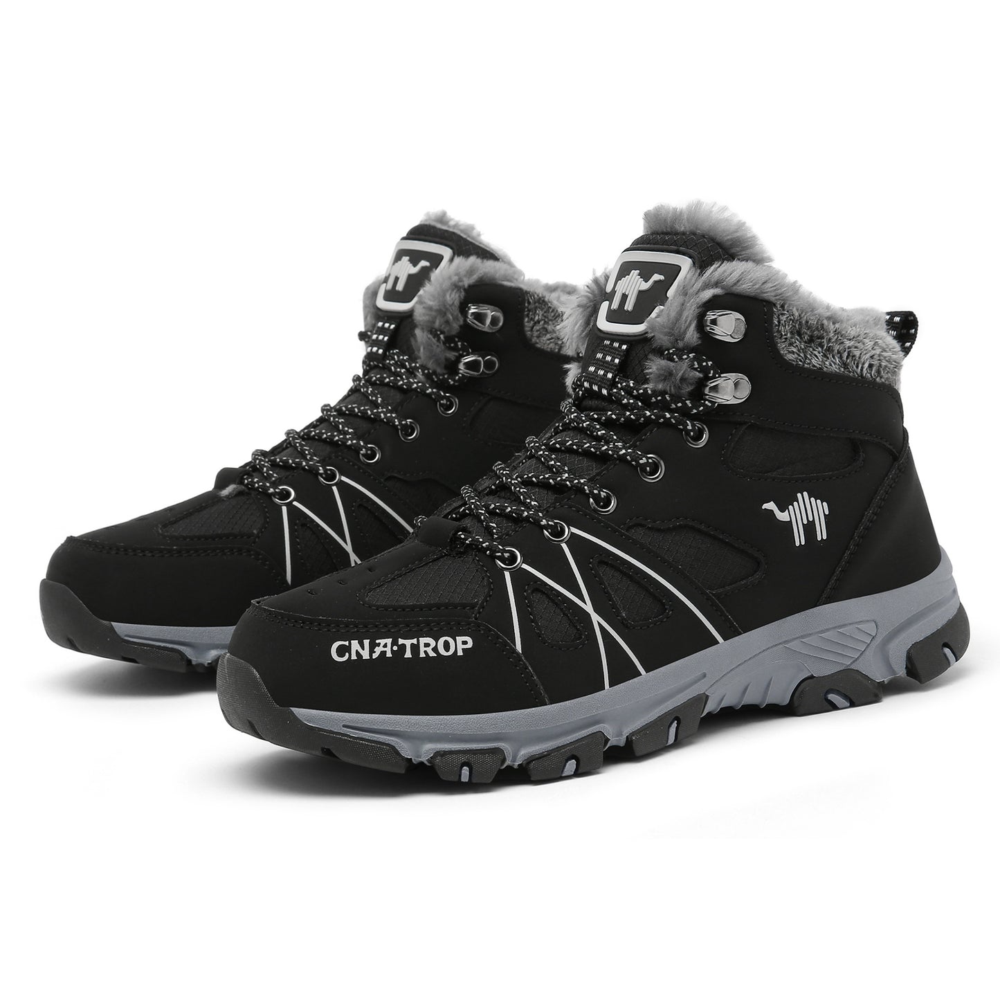 Mens Insulated Snow Boots - Superior Grip Anti-Skid Sole, Wind-Resistant and Waterproof, High-Cut Ankle Support, Plush Fuzzy Lining - Ideal for Outdoor Adventures, Running, Hiking, Autumn and Winter Season Essentials