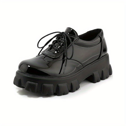 Womens Platform Oxford Shoes Chunky Platform Loafers Goth Buckle Shoes