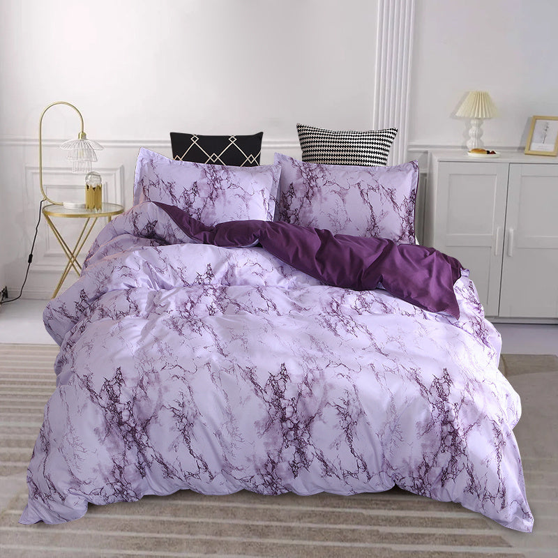 3-Piece Soft Marble Duvet Cover Set - Luxurious Microfiber Bedding for All Seasons, Hypoallergenic, Breathable, and Easy Care - Stylish Bedroom Blanket with 1 Duvet Cover and 1 Pillowcase