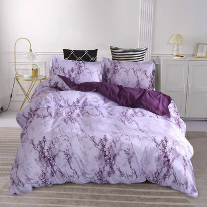 3-Piece Soft Marble Duvet Cover Set - Luxurious Microfiber Bedding for All Seasons, Hypoallergenic, Breathable, and Easy Care - Stylish Bedroom Blanket with 1 Duvet Cover and 1 Pillowcase