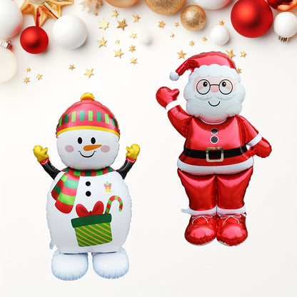 Jumbo 61" Santa Claus & Snowman Foil Balloons - Perfect for Christmas Party Decor, Home & Mall Holiday Displays
