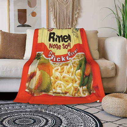 1pc Cozy Chicken Flavored Noodle Soup Inspired Plush Blanket - Ultra-Soft, Lightweight, and Warm Microfiber Throw for All Seasons, Perfect for Snuggling Up on Sofa, Couch, Office, Camping, and Outdoor Adventures - Machine Washable, Easy Care, and Versatil