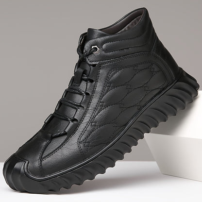 Plus Size Mens Comfort Boots - Fashionably Trendy, Slip-Resistant, Lace-Up, Vintage-Inspired Design - Ideal for Outdoor Activities and Daily Wear, Ankle-High, Solid Color