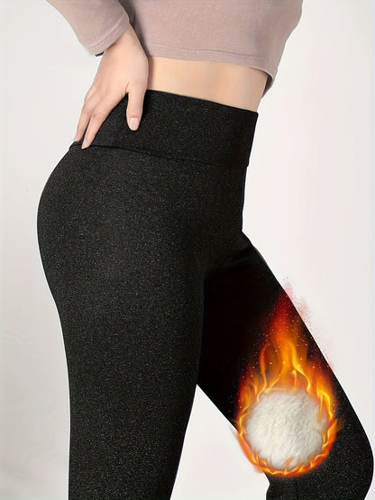 Ultra-Soft High-Waist Plush Lined Leggings - Activewear Tights & Leggings for Winter Sports, Yoga, and Fitness Enthusiasts - Warm, Comfortable, and Moisture-Wicking for Cold Weather Activities