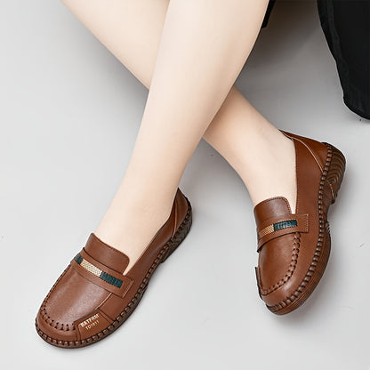 Comfortable Soft Sole Round Toe Flat Shoes - Lightweight, Embroidered, Breathable Microfiber Upper, Superfine Fiber Lining, Slip-Resistant PVC Sole, Perfect for All-Season Walking and Outdoor Activities