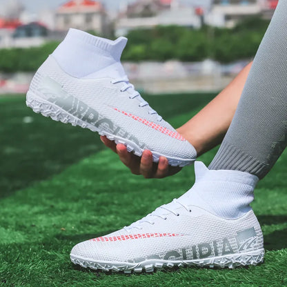 Blue Men Soccer Shoes Teenage Breathable Football Boots Adult Kids TF/FG Cleats Professional Playing Field Sneakers Size 35-44