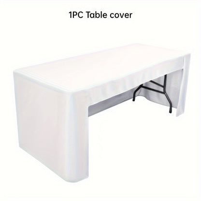 1pc Premium Fitted Tablecloth - Seamless Rectangle Cover for Folding Tables - Durable Washable Fabric - Perfect for Trade Shows, Weddings, Buffets & Crafts - Event-Ready Display