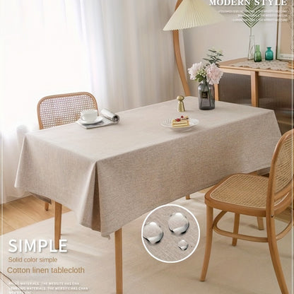 1pc Solid Color Polyester Linen Tablecloth - Square Table Coffee Table Cloth for Home Decor - Simple Style Desk Tablecover with Stain-Resistant and Easy-Care Fabric