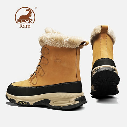 Men's High Top Warm Fleece Anti-skid Lace Up Hiking Snow Boots