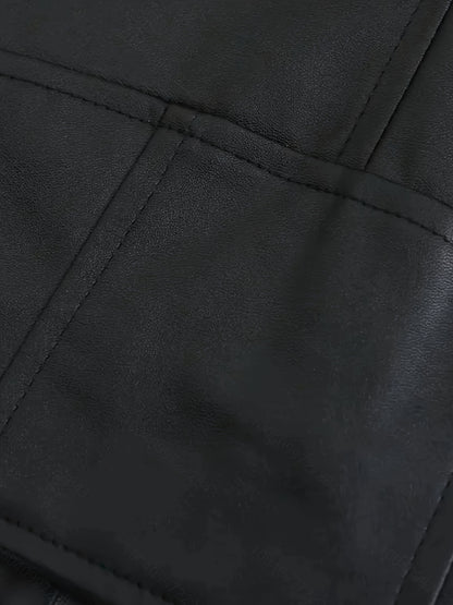 Plus Size Men's Fashionable PU Leather Locomotive Jacket - Stylish, Warm, and Water-Resistant - Perfect for Fall and Winter Seasons