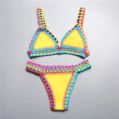 Bikini Designer Crochet Swimwear for Female Knitted Swimsuits Neoprene Bikini Beachwear Boho Style Swimsuit Two Pieces Bathng Suits